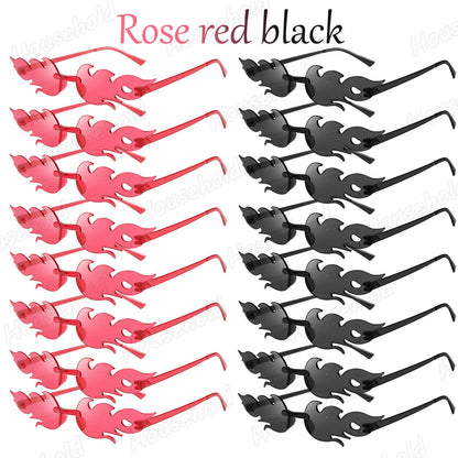 Fun Party Sunglasses Fire Flame Sunglasses Rimless Fire Sunglasses Halloween Candy Color Glasses for Christmas Favors