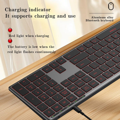 Teclado Bluetooth Retroiluminado Multidispositivo Tamanho Normal Teclado Sem Fio com Teclado Numérico, Teclado Multimídia Fino Recarregável