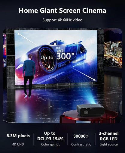Novo projetor 4K UHD 3500 ANSI Google TV home theater projetor TOF 1080P Android WiFi 2.4+5G foco automático vídeo Projetor quente