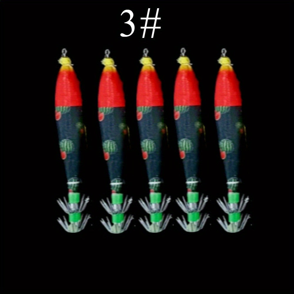 Ackibbik 5 unidades 10cm/ 6g Anzol de Lula Luminoso Isca de Camarão para Água Salgada para Pesca de Polvo e Choco