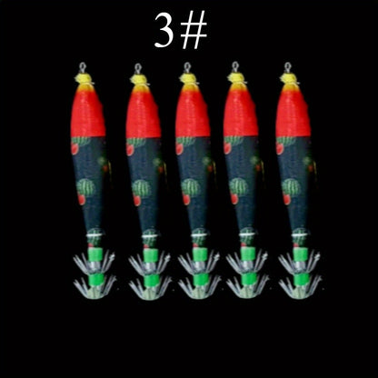 Ackibbik 5 unidades 10cm/ 6g Anzol de Lula Luminoso Isca de Camarão para Água Salgada para Pesca de Polvo e Choco
