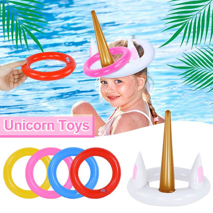 Unicorn Inflatable Ring Toss Game Toys Kids Birthday Party Favors Gifts Hawaiian Summer Beach Pool Party Decoration Supplies