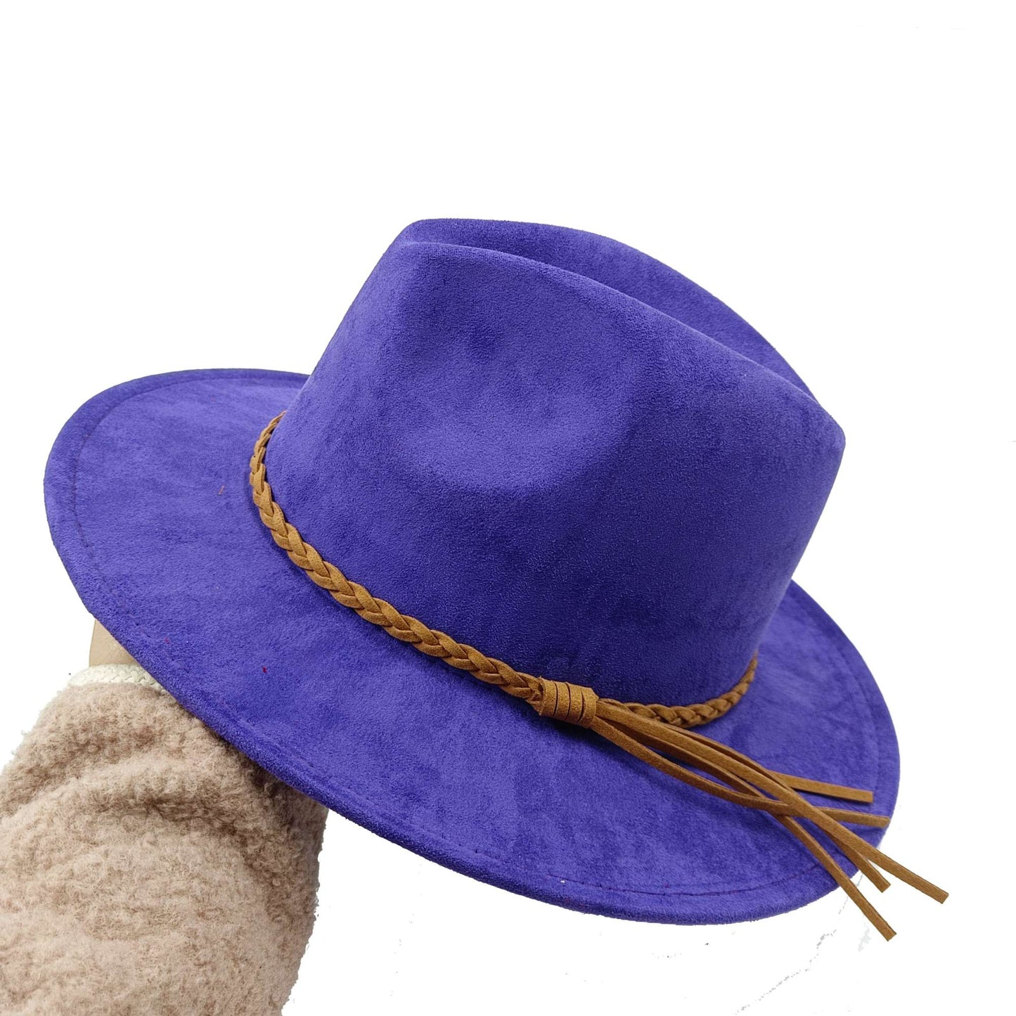 Chapéu Fedora Novo de Camurça 2023 Masculino e Feminino Outono Chapéu Panamá Jazz Estilo Britânico Elegante Retrô Fedora Chapéu de Aba Larga