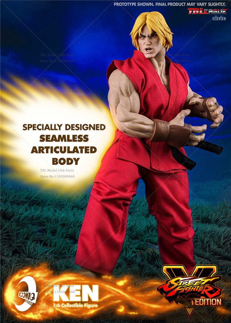 Iconiq Studio Capcom IQGS-04 Escala 1/6 Ken Masters Jogo de Luta de Rua Clássico Japonês 12 polegadas Conjunto Completo Boneco de Ação Soldado
