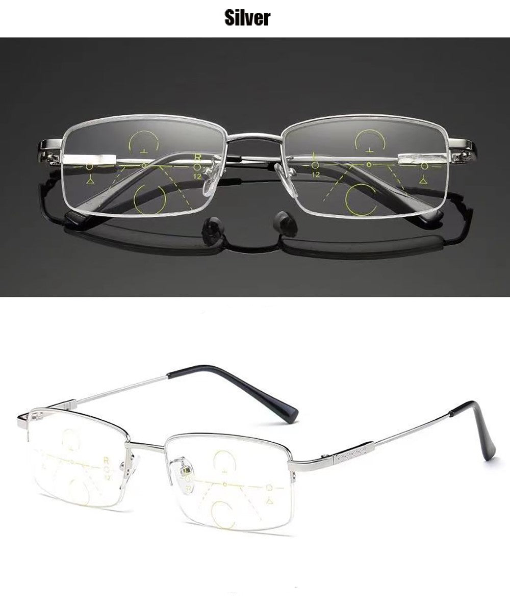 Progressive Men's Eyeglasses Frame Multifocal Reading Glasses Anti Blue Light Eyewear Near Far Sight Glasse escuadras de metal+4
