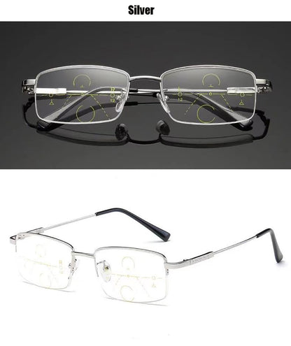 Progressive Men's Eyeglasses Frame Multifocal Reading Glasses Anti Blue Light Eyewear Near Far Sight Glasse escuadras de metal+4