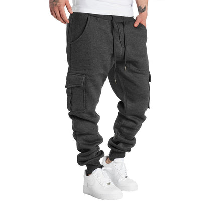 Mens Sweatpants Straight Fit Joggers for Sports and Streetwear Loose Oversized Drawstring Long Pants Men Multi-pocket Pants