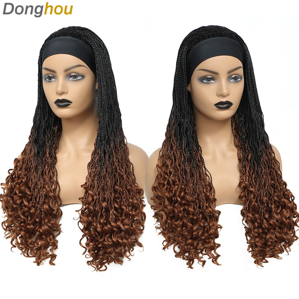 Donghou Wig Headband Box Braid Wig Ombre Braided Head Band Wig Goddess Box Braid Synthetic Headband Wig Perruque Avec Bandeau