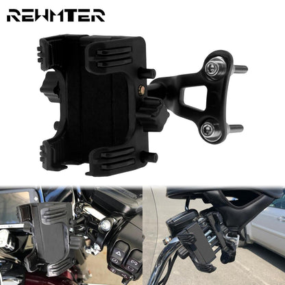 Suporte de Celular Ajustável para Moto, Clipe de Celular, Suporte de Montagem, Preto, para Harley Touring Sportster XL Dyna Softail