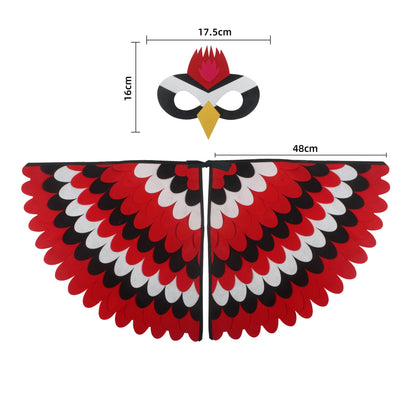 Cute Owl Wings Costume Animal Peacock Pattern Felt Cloak With Matching Mask Performance Props Halloween Carnival Cosplay Cape