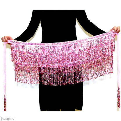 Sexy Women Belly Dance Hip Tutu Skirt Scarf Wrap Belt Glitter Sequins Tassel Hipscarf Skirt Sundress Costume Fringe Skirt Outfit