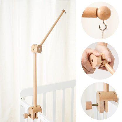 Baby Rattle Toy Bed Bell Bracket Wooden Mobile 0-12 Months Newborn Crochet Bed Bell Hanging Toys Holder Bracket Infant Crib Gift