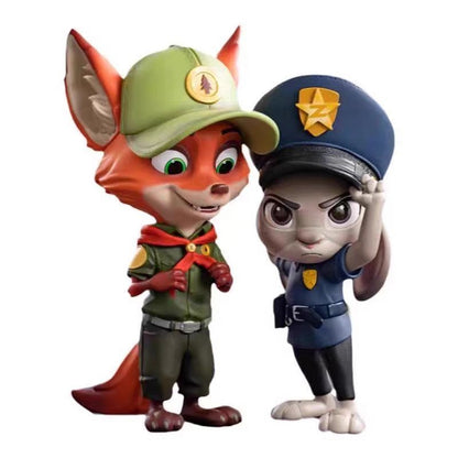 Zootopia Cute Cartoon Figures Young Nick Judy Desktop Ornament Doll Model Trendy Toy Computer Case Decoration Collectible Gift