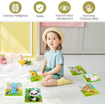 9/16 Jigsaw Puzzles for Kids Ages 2 3 4 5 Toddler Wooden Puzzle Preschool Educational Toys Set Animals Puzzle for Boys and Girls