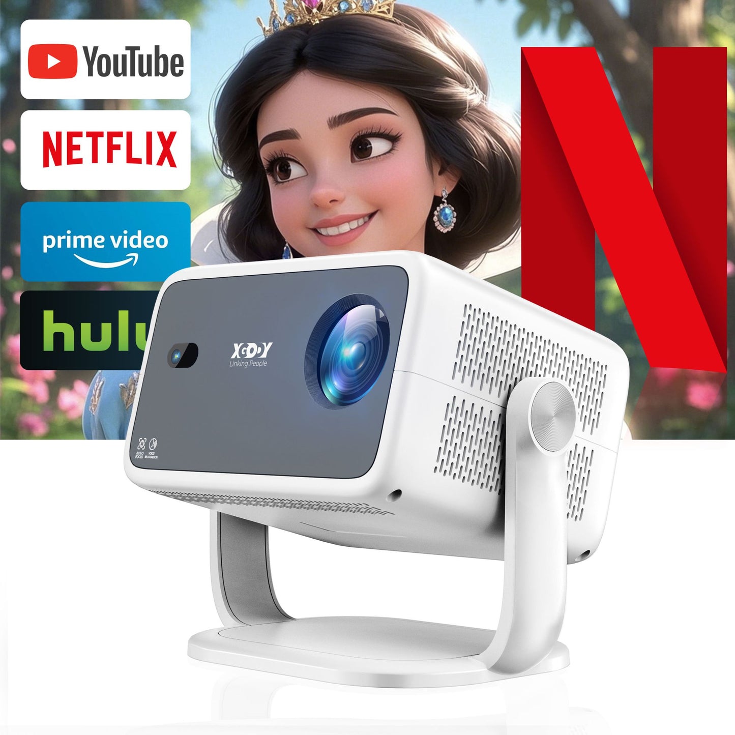 Projetor XGODY A6/N6 Netflix Oficial Controle de Voz 500-600 ANSI Android 4K Beamer Nativo 1080P FHD WiFi Home Theater