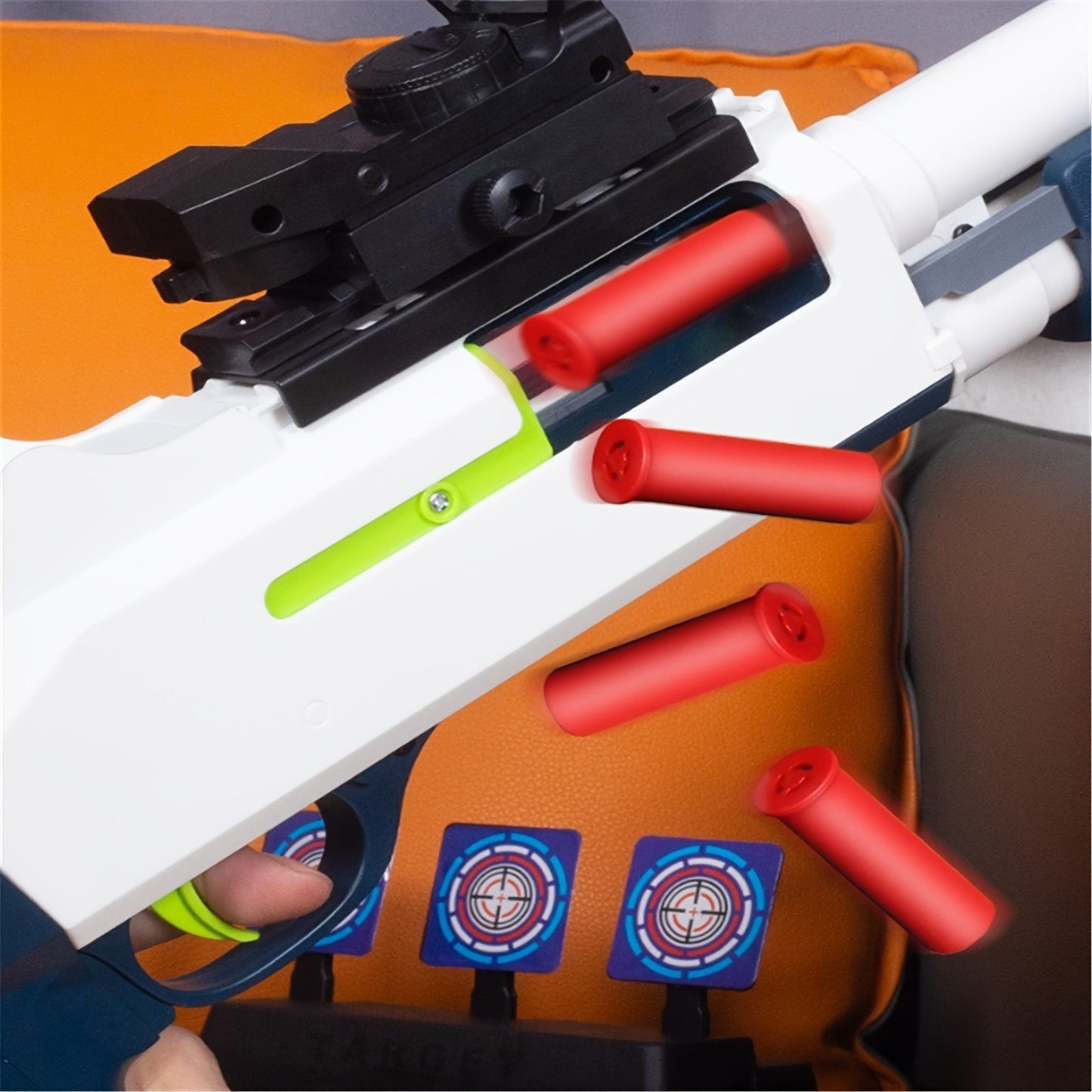 Arma de Brinquedo com Bala de Espuma, Escopeta de Brinquedo que Ejeta Cápsulas (76 cm), Arma de Bala de Espuma [com 6 Cápsulas 20 Dardos de Espuma] Perfeita para Ambientes Internos