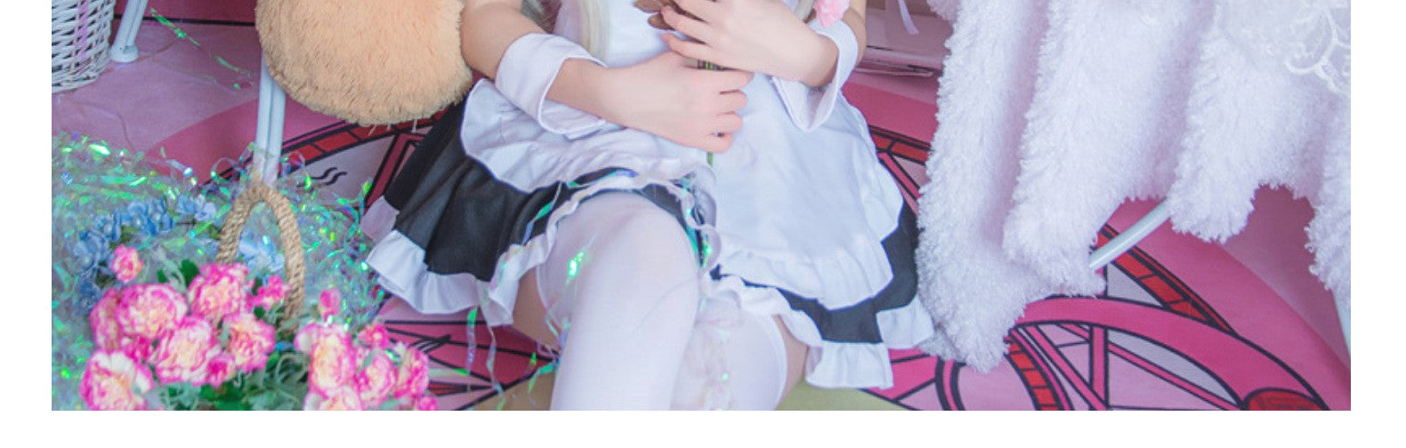 Cute Japanese Maid Outfit Sweet Lolita Cosplay Costume Black White Uniform Full Set Gothic Lace Party Halloween Stage Wear