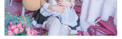 Cute Japanese Maid Outfit Sweet Lolita Cosplay Costume Black White Uniform Full Set Gothic Lace Party Halloween Stage Wear