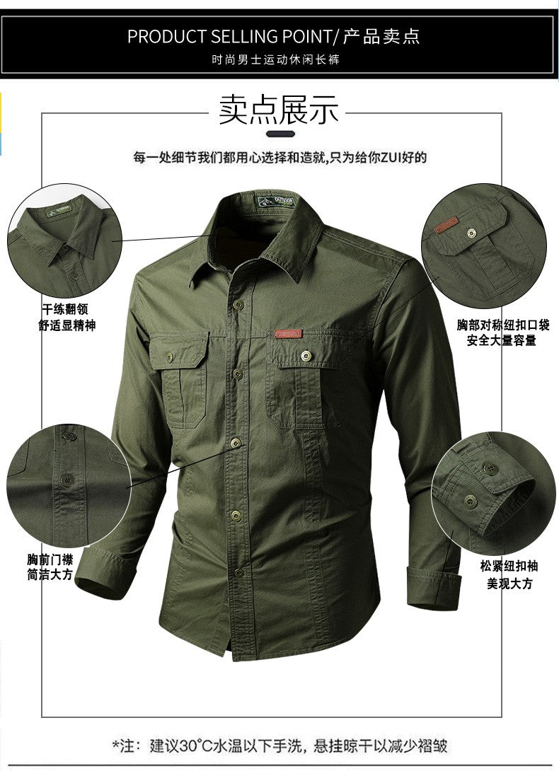 Mens Katoen Militaire Shirts Mannen Lange Mouwen Casual Dress Shirt Mannelijke Cargo Werk Shirts Heren Werken Shirts