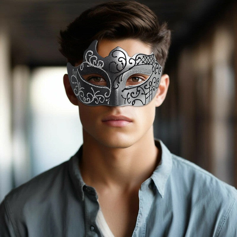 2Pcs Men Women Half Face Masks Couple Masks Sexy Painted Masquerade Mask Wedding Carnival Performance Costume Prom Party Supply