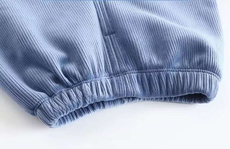 1pcs Boy Girl Winter Velvet Corduroy Kids Pants Little Bear Cartoon Mid Waist Warm Pantalones Baggy Thick Plush Children Trouser