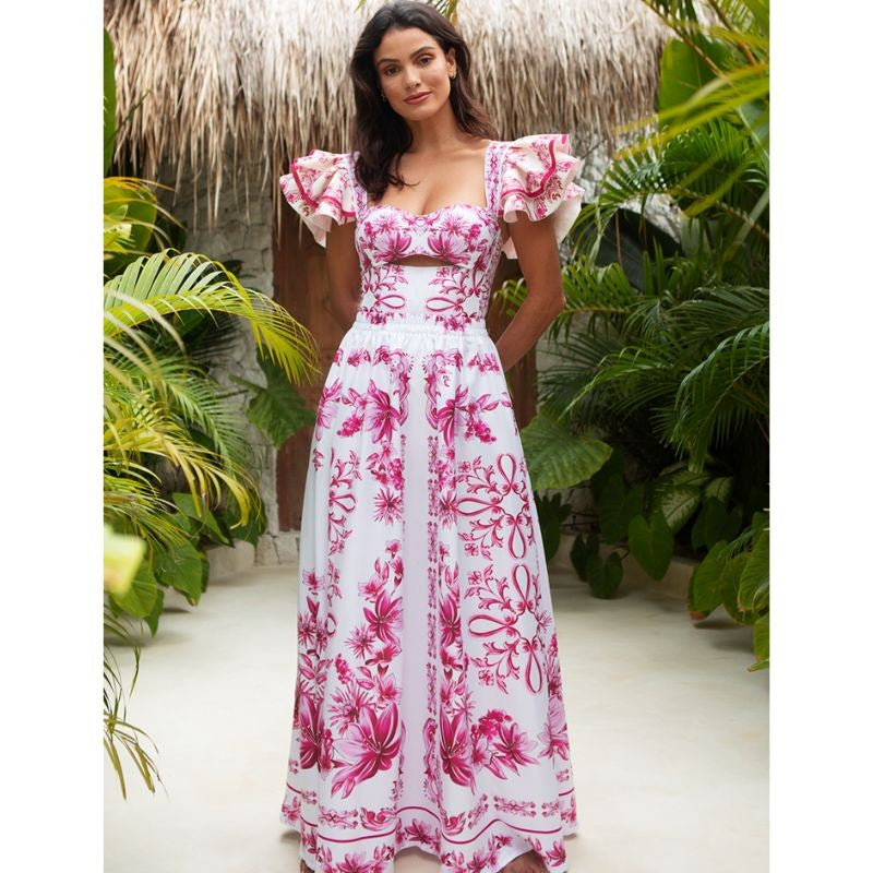 2024 Vintage Pattern Printed One Piece Swimsuit Swimwear Bikini Set Women Beachwear Clearance Wholesale