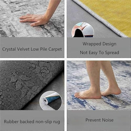 VIKAMA Short Pile Round Rugs Non Slip Area Rugs Living Room Fluffy Soft Carpet Bedroom Circle Floor Mat Bedside Rug Home Decor