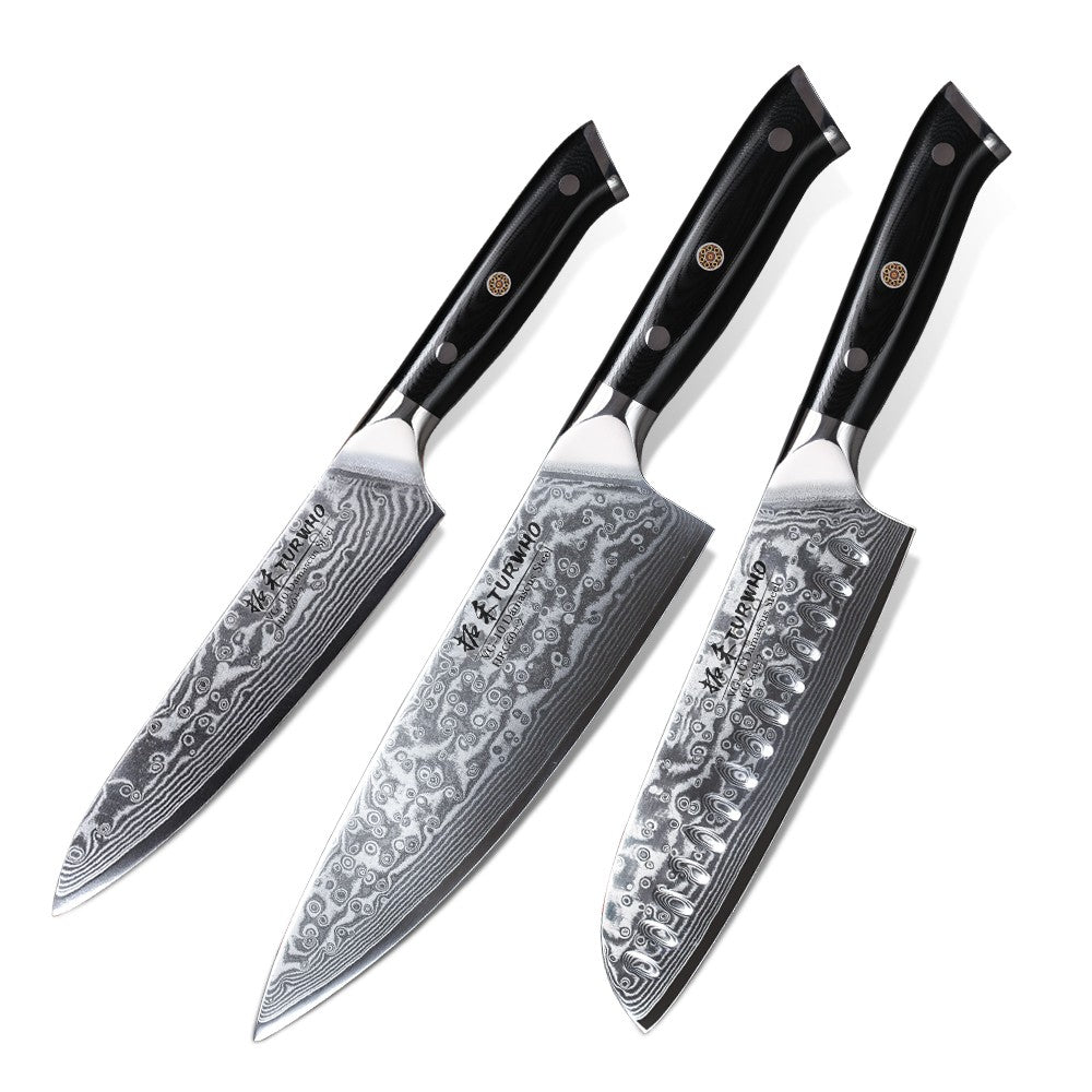 TURWHO Chef Knife 1-5 PCS Kitchen Knives Set 67 Layer Damascus Steel Japanese Nakiri Santoku Cleaver Slicing Bread Utility Knife