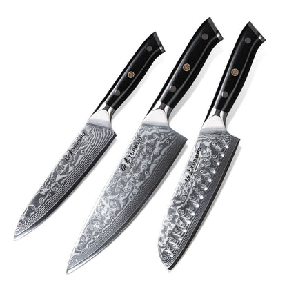 TURWHO Chef Knife 1-5 PCS Kitchen Knives Set 67 Layer Damascus Steel Japanese Nakiri Santoku Cleaver Slicing Bread Utility Knife