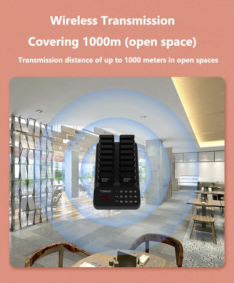 Wireless Restaurant Pagers Calling System 16 Coasters Buzzer Vibrator Bell Receivers For Food Truck Bar Coffee Fast Food Hotel