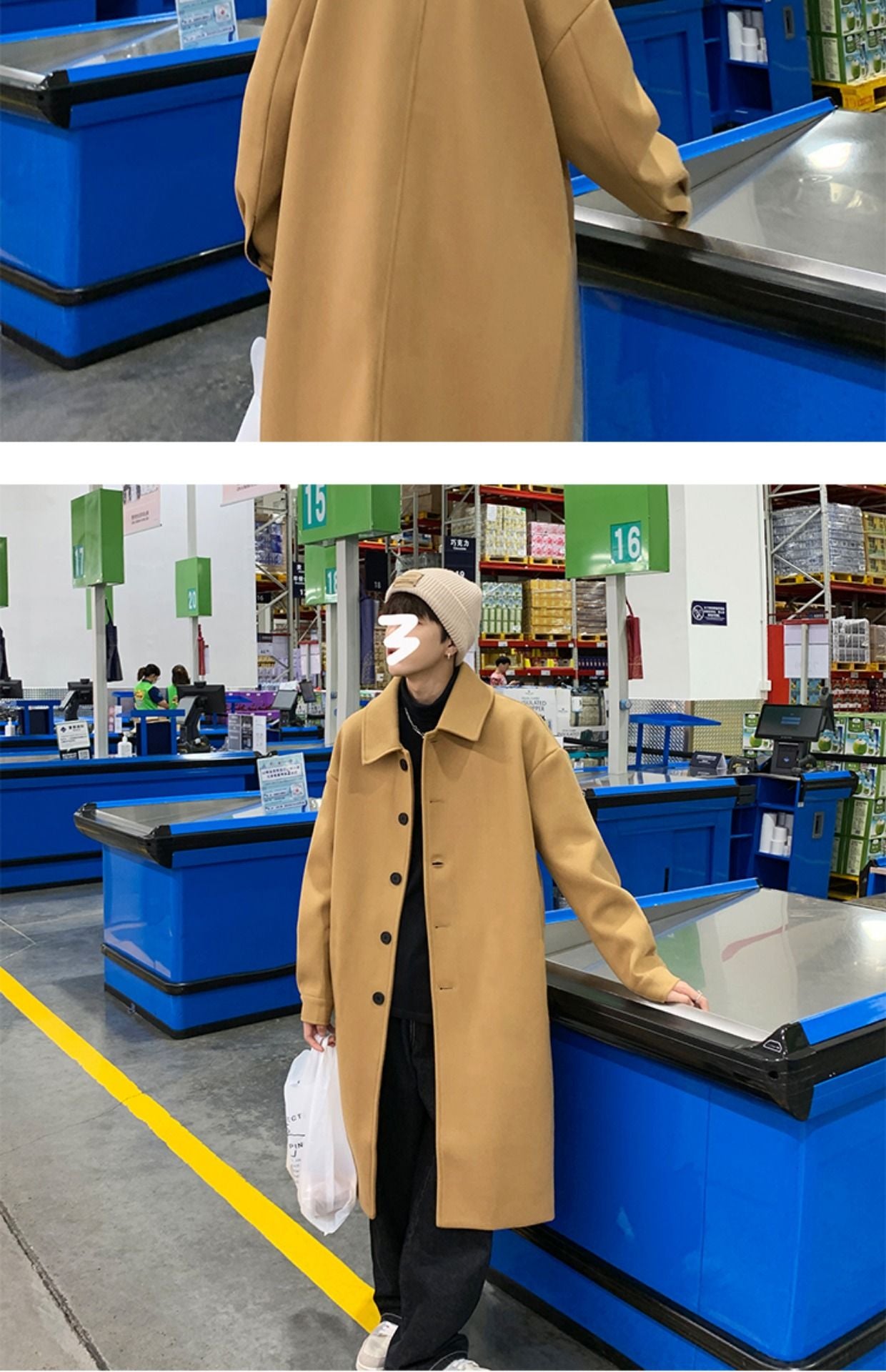 Blends Men X-long Autumn Winter Korean Style Trendy Loose Overcoats Solid Handsome All-match College Harajuku Clothing Mid-calf