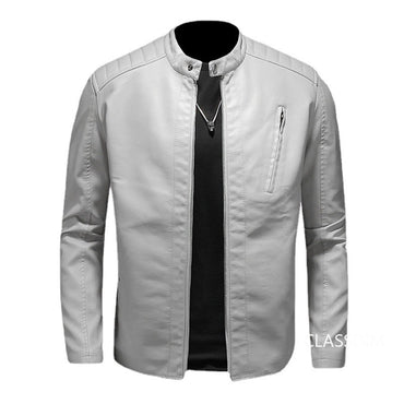 Men White Locomotive Leather Jackets Moto Biker Pu Leather Coats High Quality Male Spring Autumn Slim Leather Jackets Size 5XL