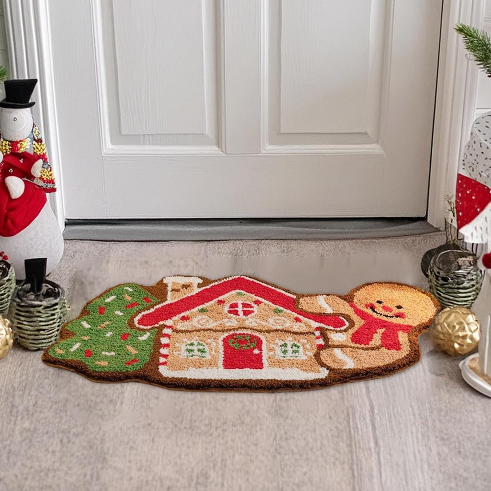 Gingerbread Kitchen Rugs Christmas Doormat Floor Mat With Gingerbread Man Non-Slip Bath Mats Doormats For Indoor Bedroom