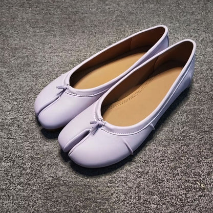 Fashion Soft Leather Split Toe Women Tabi Ballet Flats Spring Autumn Comfortable Walking Lazy Loafers Casual Girls Dance Shoes
