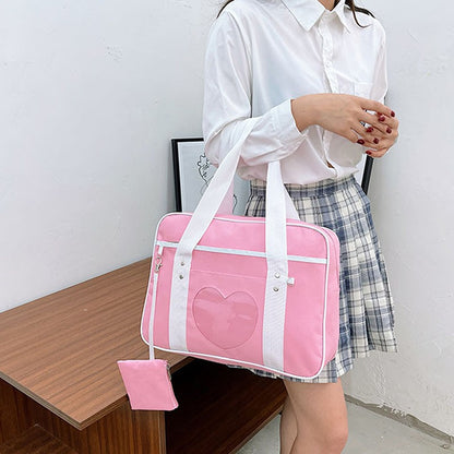 Japanese JK School Heart Uniform Bags Women's Student Handbag Cosplay Anime Shoulder Bag Large Capacity Handbags