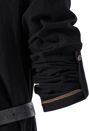 Men's Medieval Lace Up Tunic Shirt Renaissance Viking Pirate Costume Long Sleeve Retro Tops with Belt for Halloween Cosplay