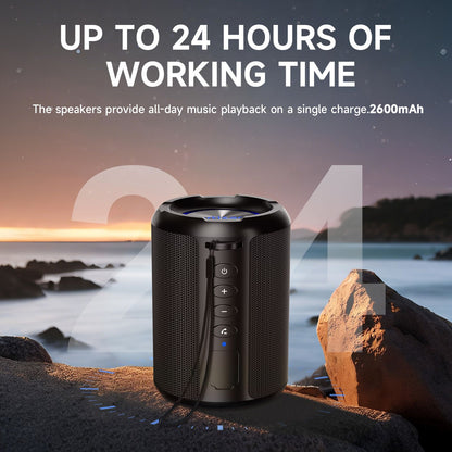 Ortizan X9S Caixa de Som Portátil Bluetooth, Som Alto HD com Reforço de Graves, Caixa de Som Sem Fio com Luz LED, À Prova D'água IPX7, Alto-falante de 15W