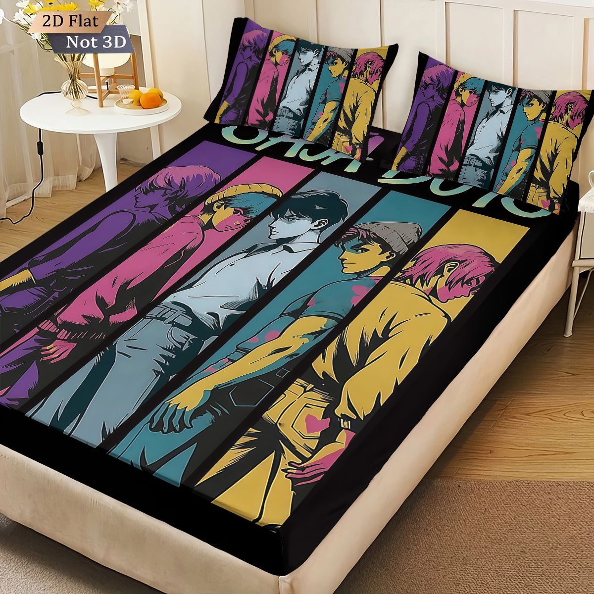 3pcs k-pop Saja Boys Printed coreless Bed Sheet Set Multi Size Soft Bed Cover Bedroom Bedding Decoration Machine Washable