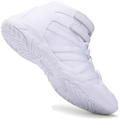 BAXINIER Girls White High Top Cheerleading Shoes Lightweight Youth Cheer Competition Sneakers Training Dance Tennis Shoes