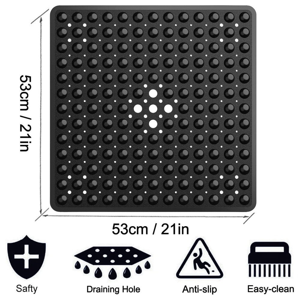 Tapete de chuveiro 53x53cm ventosa PVC antiderrapante tapete de banho quadrado para chão de chuveiro tapete de segurança antiderrapante para banheira carpete de banheiro