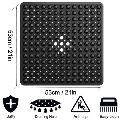 Tapete de chuveiro 53x53cm ventosa PVC antiderrapante tapete de banho quadrado para chão de chuveiro tapete de segurança antiderrapante para banheira carpete de banheiro