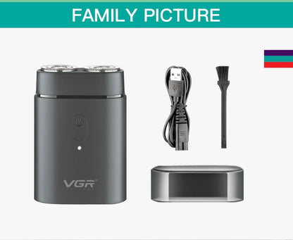 VGR Convenient Home Shaver Stainless Steel Double Blade Men's Shaver Intelligent Digital Display Washable Mini Shaver V-341