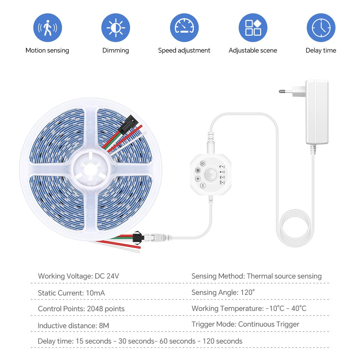 WS2811 Horse Race Chase LED Strip Light Motion Sensor Fairy Night Lamp For Bedroom Room Ceiling Christmas Decoration Lighting