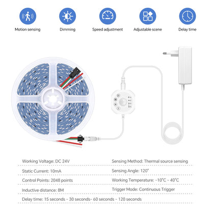 WS2811 Horse Race Chase LED Strip Light Motion Sensor Fairy Night Lamp For Bedroom Room Ceiling Christmas Decoration Lighting
