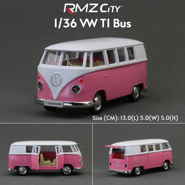 1/36 Volkswagen T1 Transporter Samba Bus RMZ CiTY 5'' Carro de Brinquedo Modelo para Crianças Miniatura Diecast Coleção Presente para Meninos