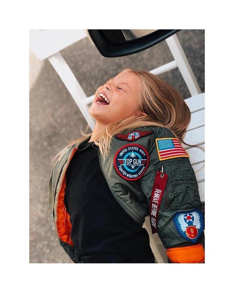 2023 Military Pilot Flight Quilted Winter Kids Toddler Clothes Boys Girls Satin Letterman Varsity Bomber Jacket with Patches