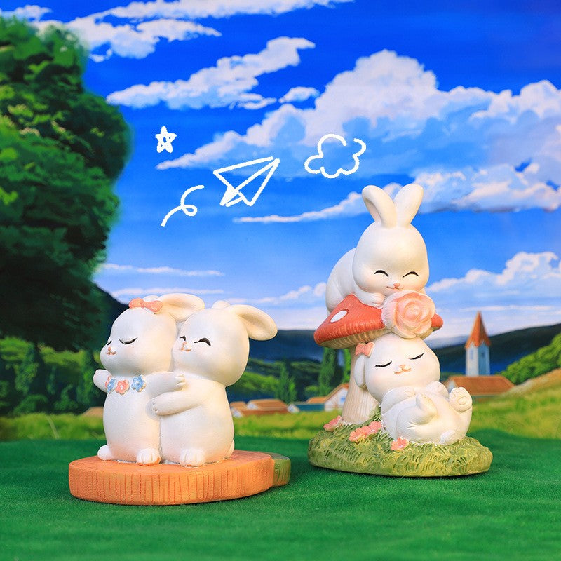 Estatuetas criativas de coelho para casais, presentes de Dia dos Namorados, decorações fofas para casa, sala de estar e enfeites de mesa de escritório