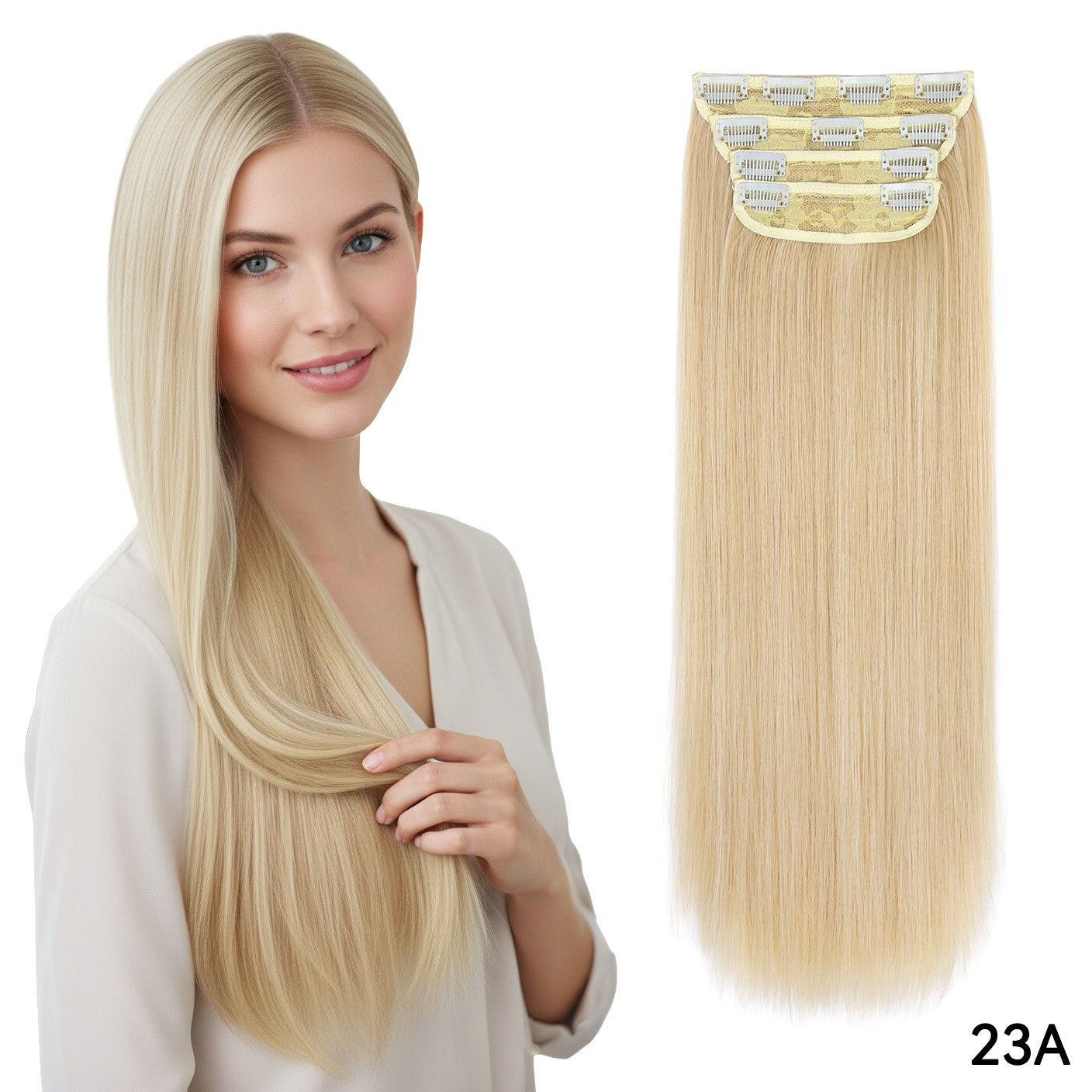 Kit 4 Peças Aplique Tic Tac Cabelo Sintético 20 Polegadas Cacheado Longo Grosso Para Mulheres Cabeça Inteira extensões de cabelo sintéticas