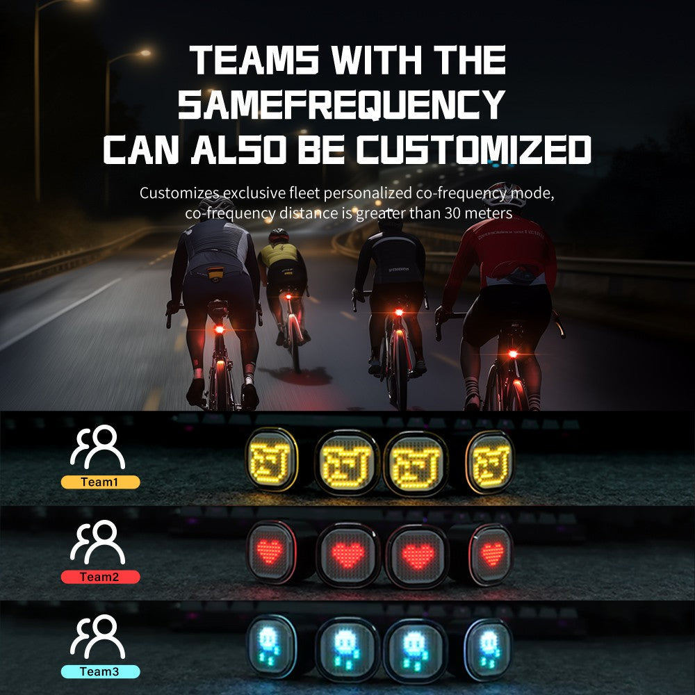 TOWILD TL08 Luz traseira com expressão inteligente 140 LEDs Sensor de frenagem Bluetooth Luz traseira de bicicleta personalizável