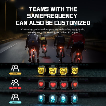TOWILD TL08 Luz traseira com expressão inteligente 140 LEDs Sensor de frenagem Bluetooth Luz traseira de bicicleta personalizável